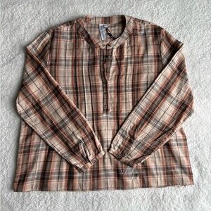 Grace + Karma Plaid Popover Blouse - Size XL